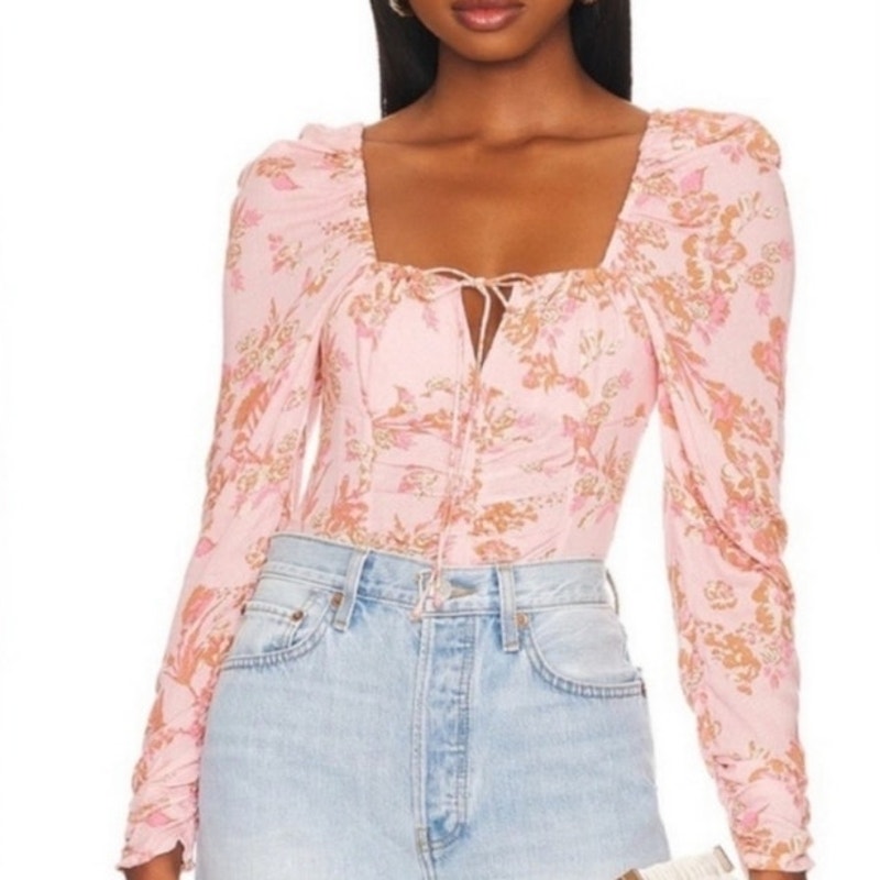 Free People Pink Combo Cropped Hilary Top Sz XS NWT