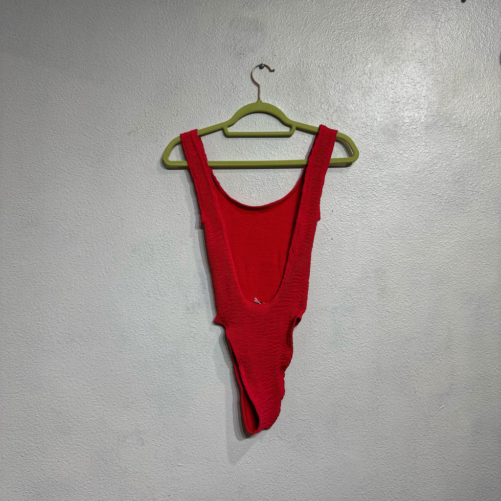 CLEONIE Cherry Red Bathe MAILOT Low Back One Piece SzO/S NWT