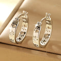 Stainless Steel Silver Retro Paw Print Pet Lover Huggie Hoops NWOT