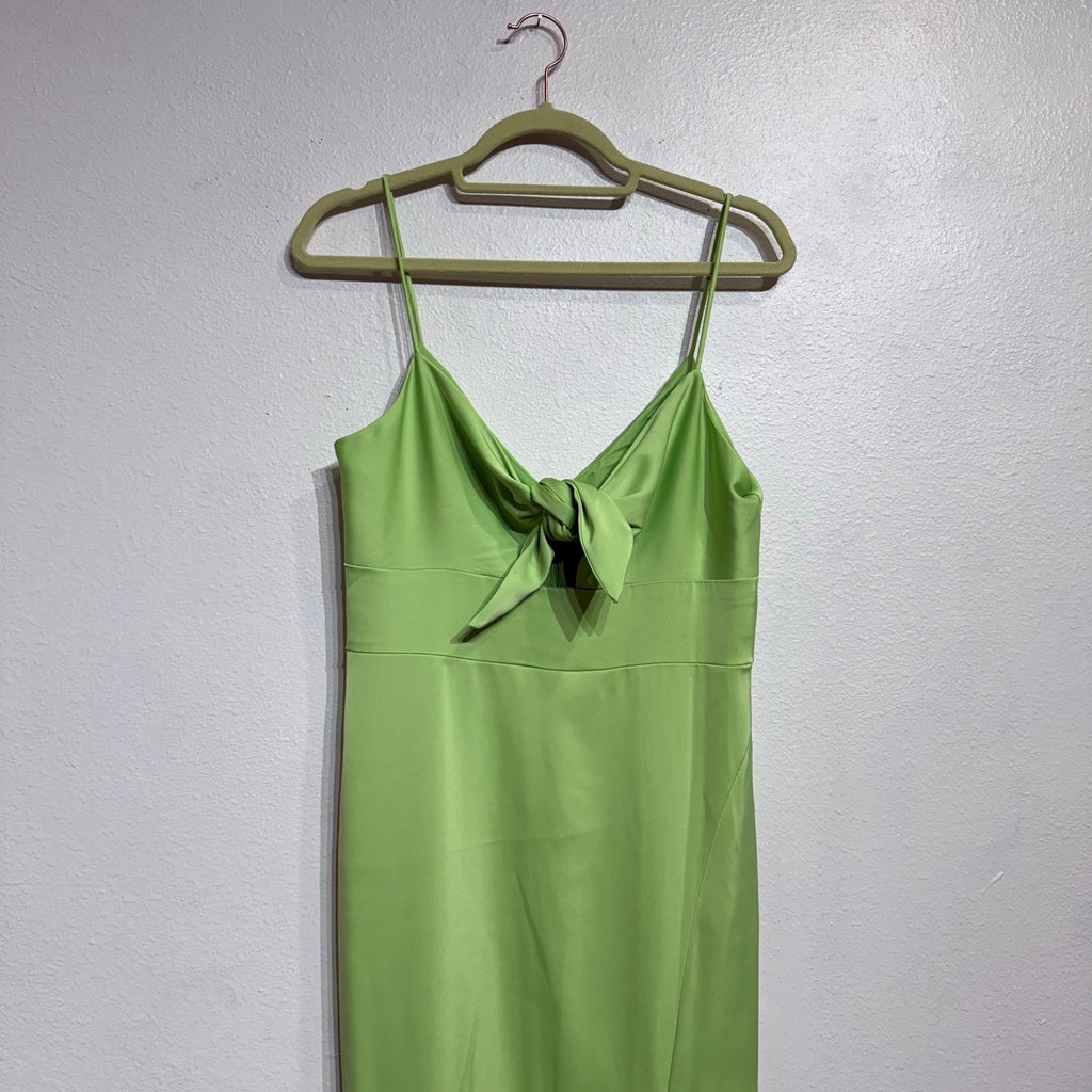 Aidan by Aidan Mattox Lime Green Tie Front Bodice Maxi Gown Sz 6 NWT