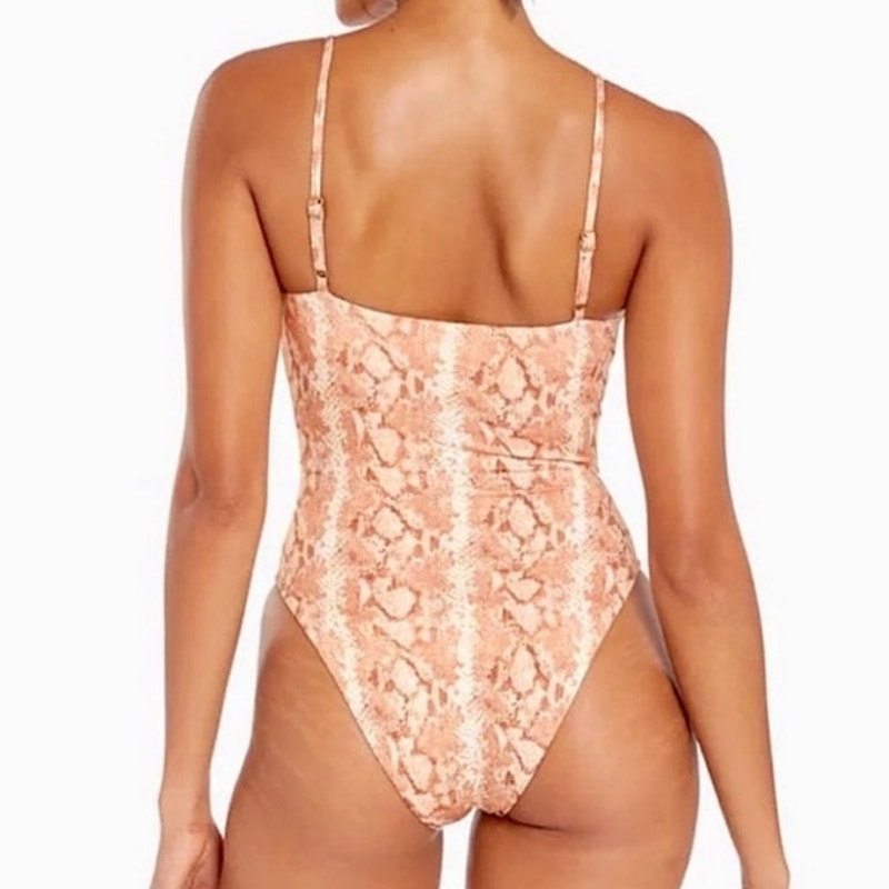 Vitamin A Swim Sand Snake Print Jenna High Leg One Piece  Sz XS NWT