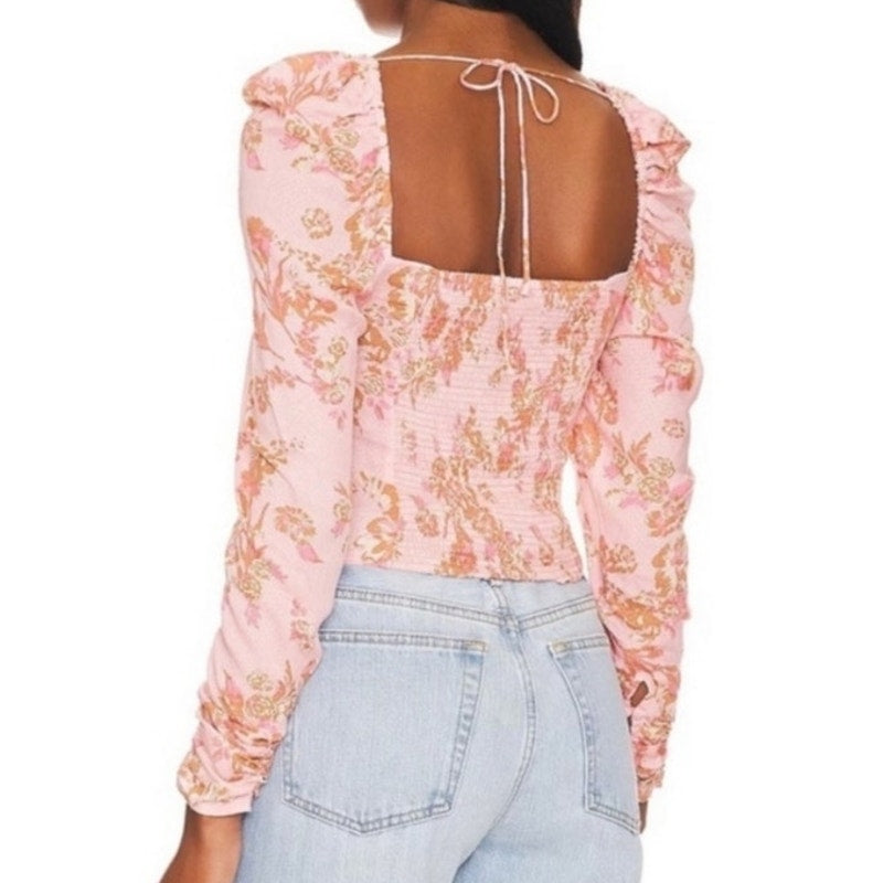 Free People Pink Combo Cropped Hilary Top Sz XS NWT