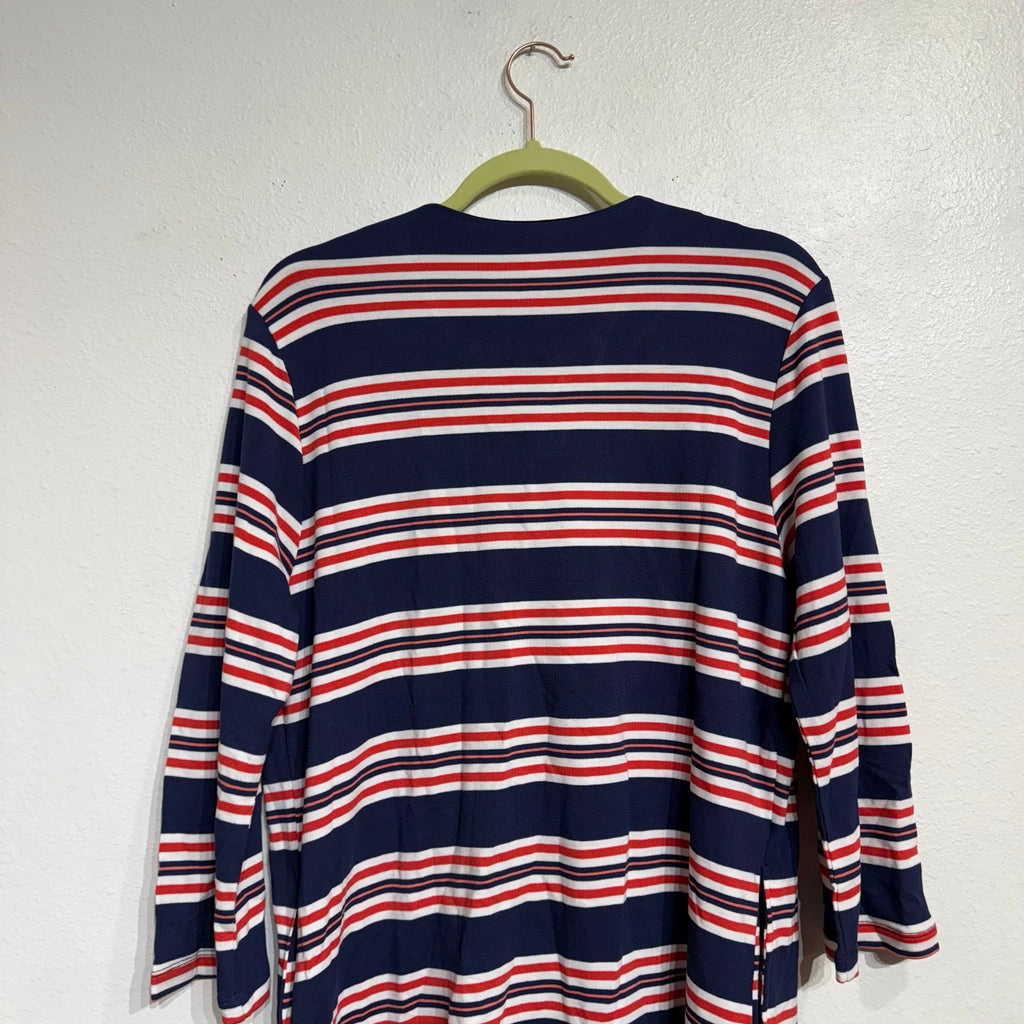 La Blanca Blue Sailor Striped Lace Up Cover Up Tunic Sz XS NWT