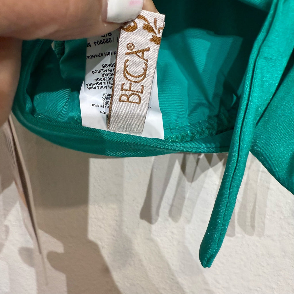 Becca By Rebecca Virtue Green Socialite Ariella Ruffle Bikini Top Sz S NWT