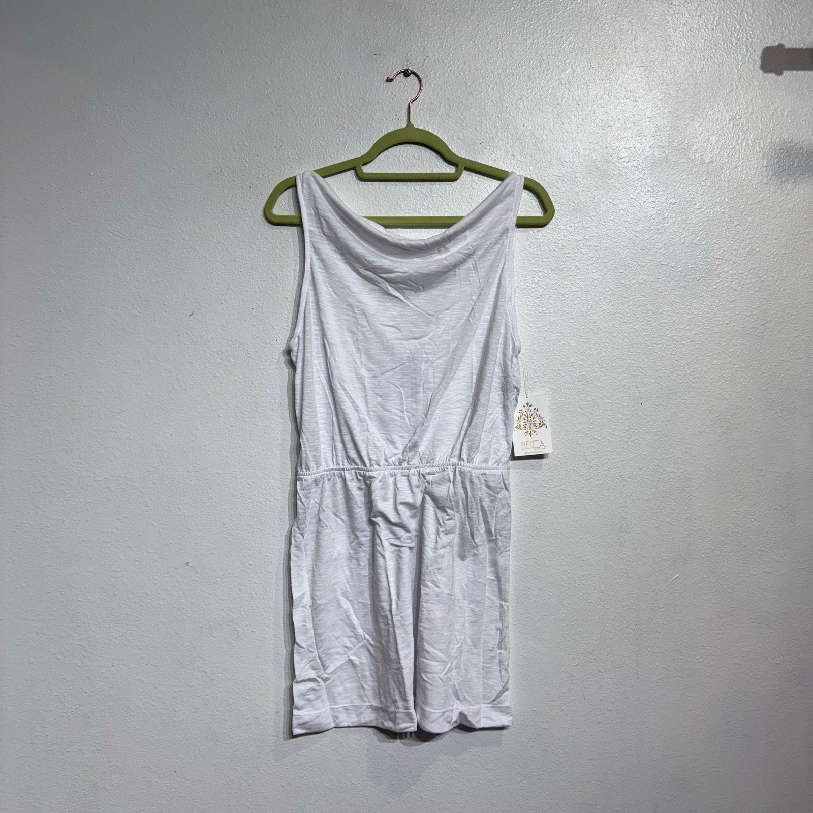 Becca by Rebecca Virtue White Reversible Swim Cover Mini Dress Sz L NWT