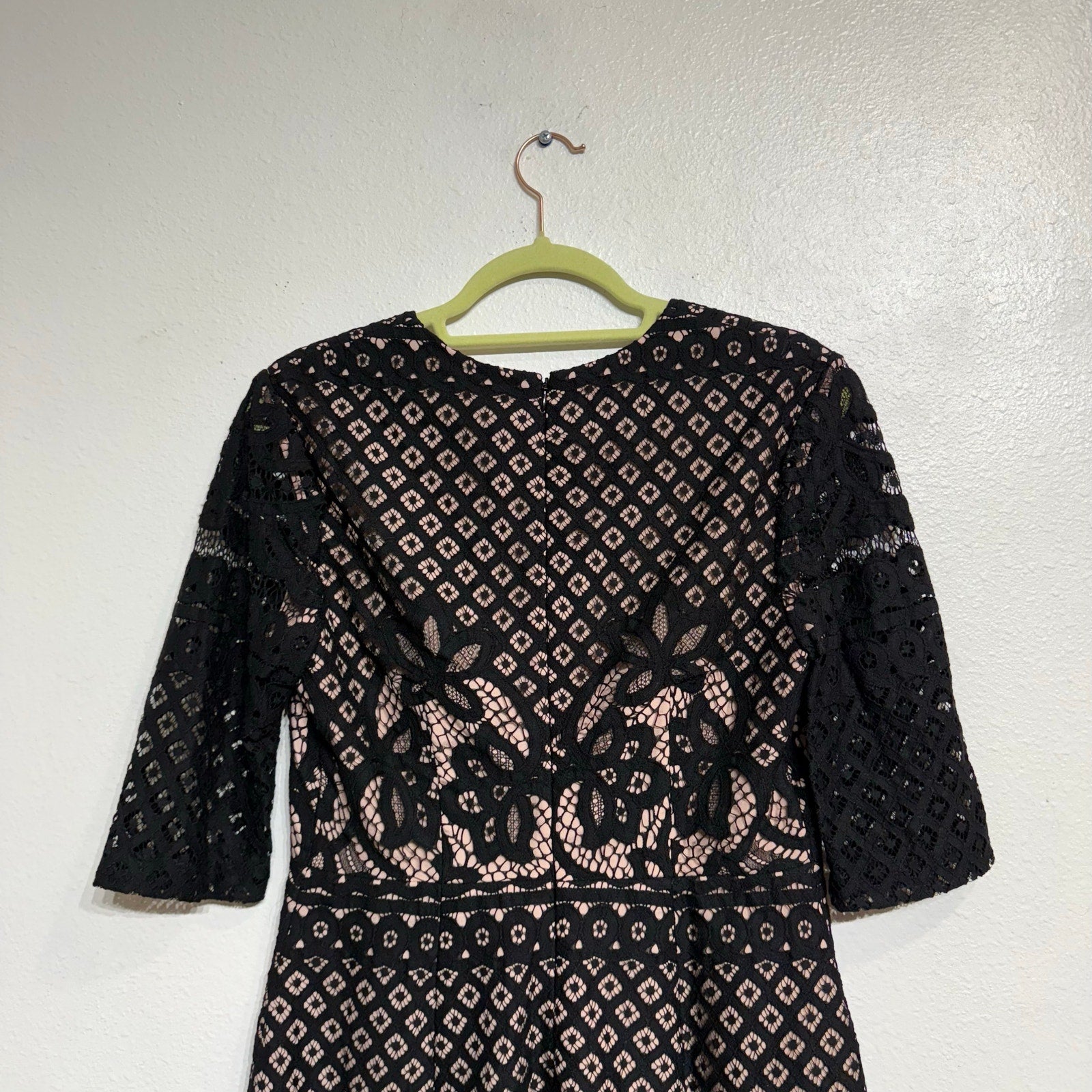 StyleStalker Black Lani Lace Mini Dress Sheer Sleeve V Neck Sz M NWT