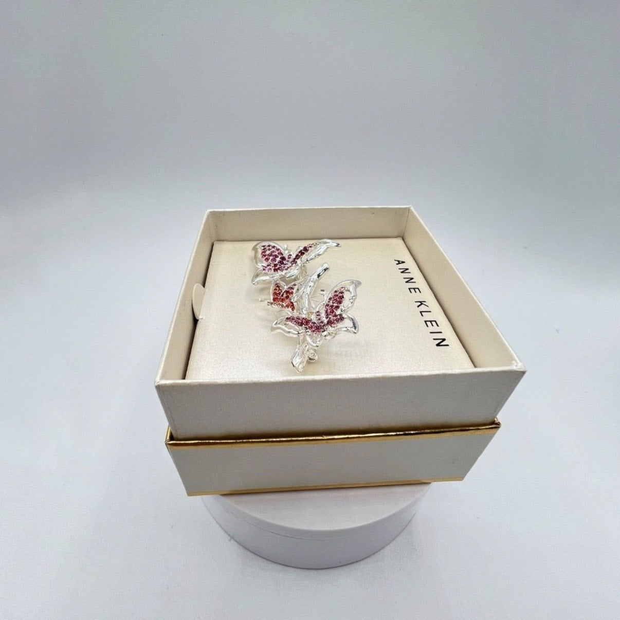 Anne Klein Silver Tone Pave Butterfly Pin Brooch NWT