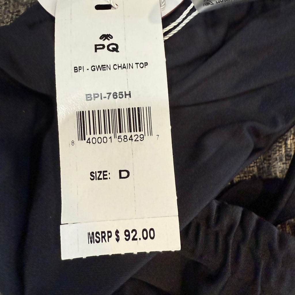 PQ Swim Black Gwen Chain Bikini Top Sz D-Cup NWT