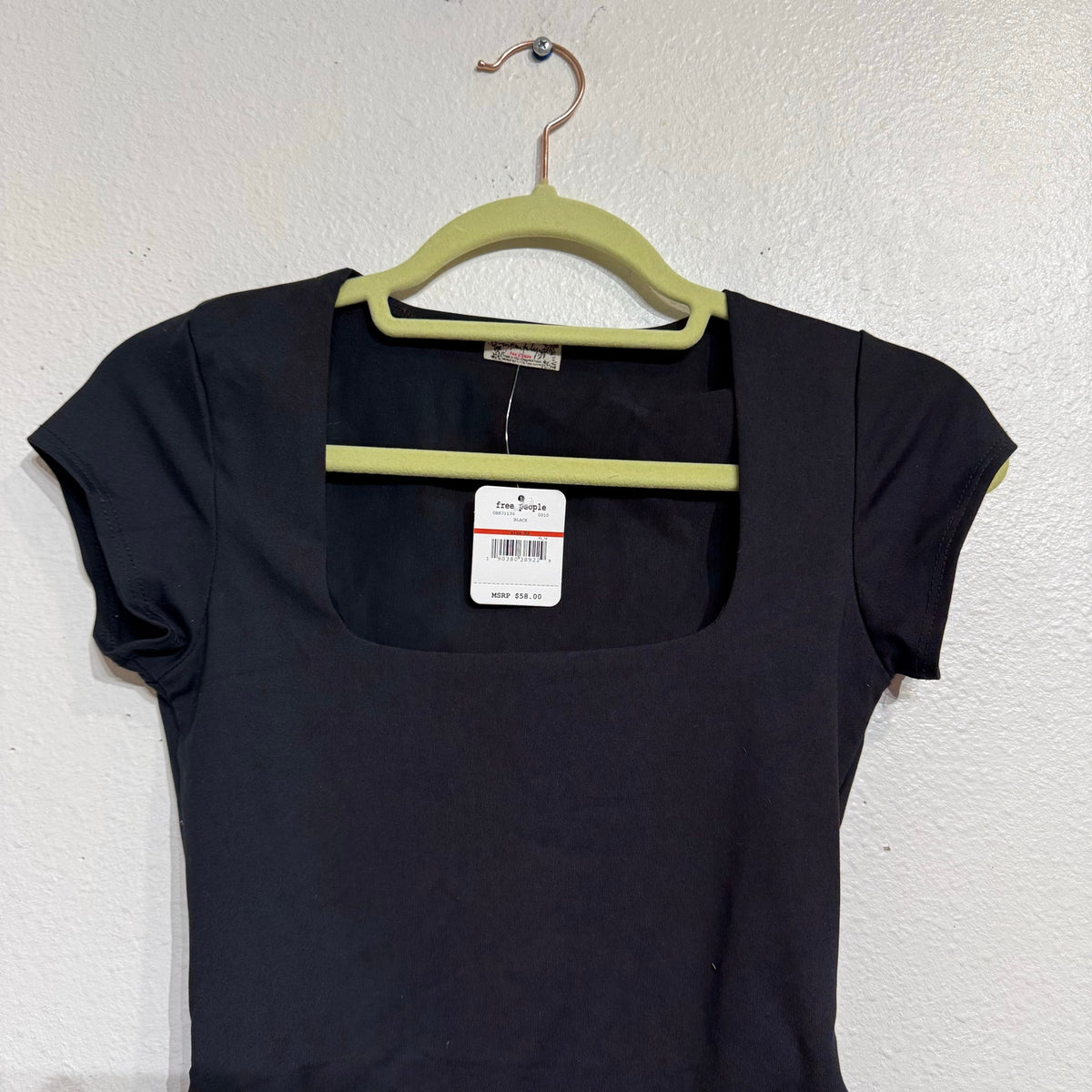 Free People Black Square Eyes Bodysuit Sz XS NWT