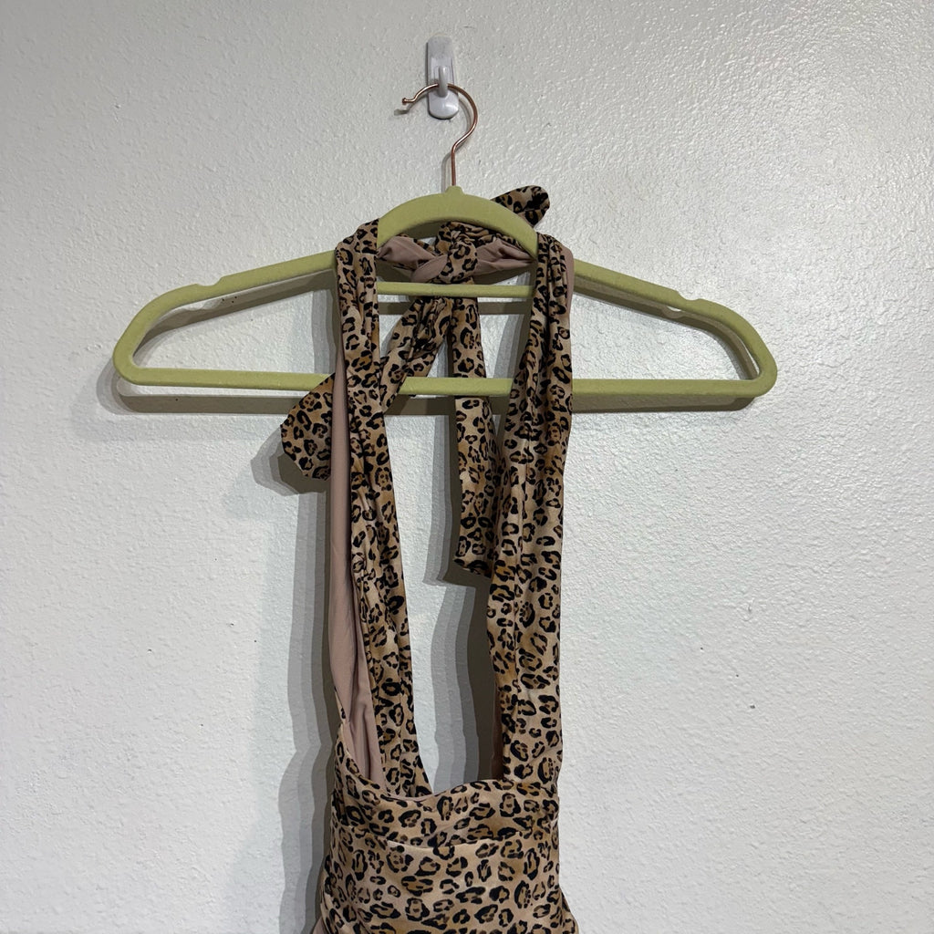PQ Swim Tan Leopard Alex One Piece Sz M NWT