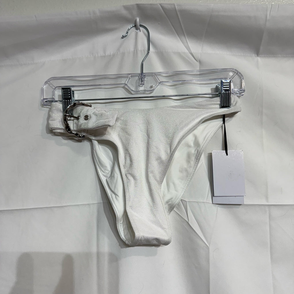 Revel Rey Iridescent White Hayes Belted Bikini Bottom Sz XL NWT