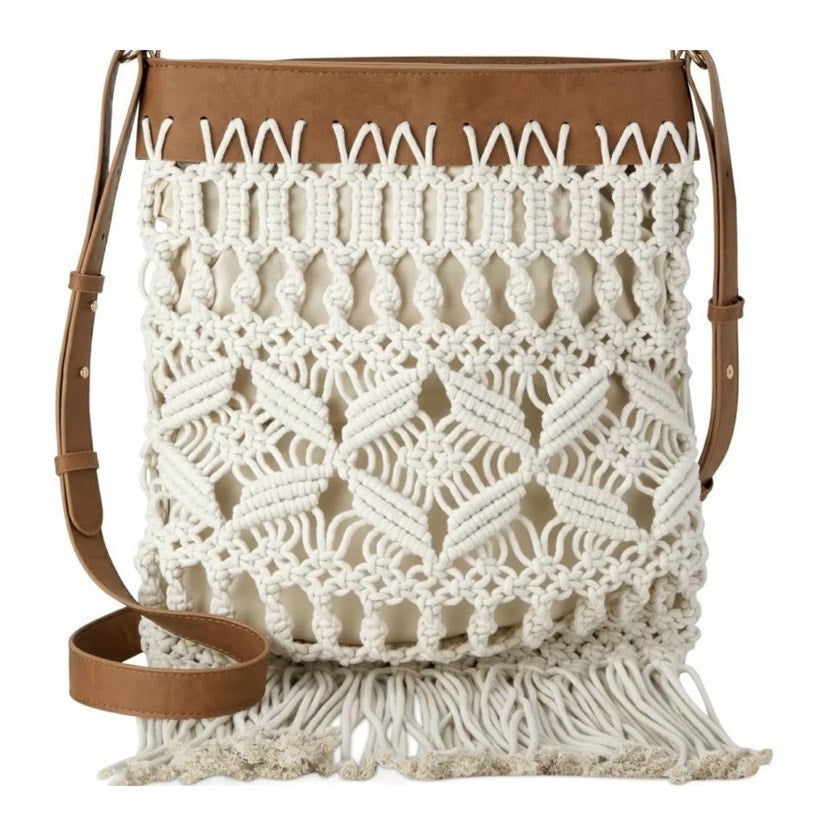 INC International Concepts Macrame Crossbody Ivory NWT