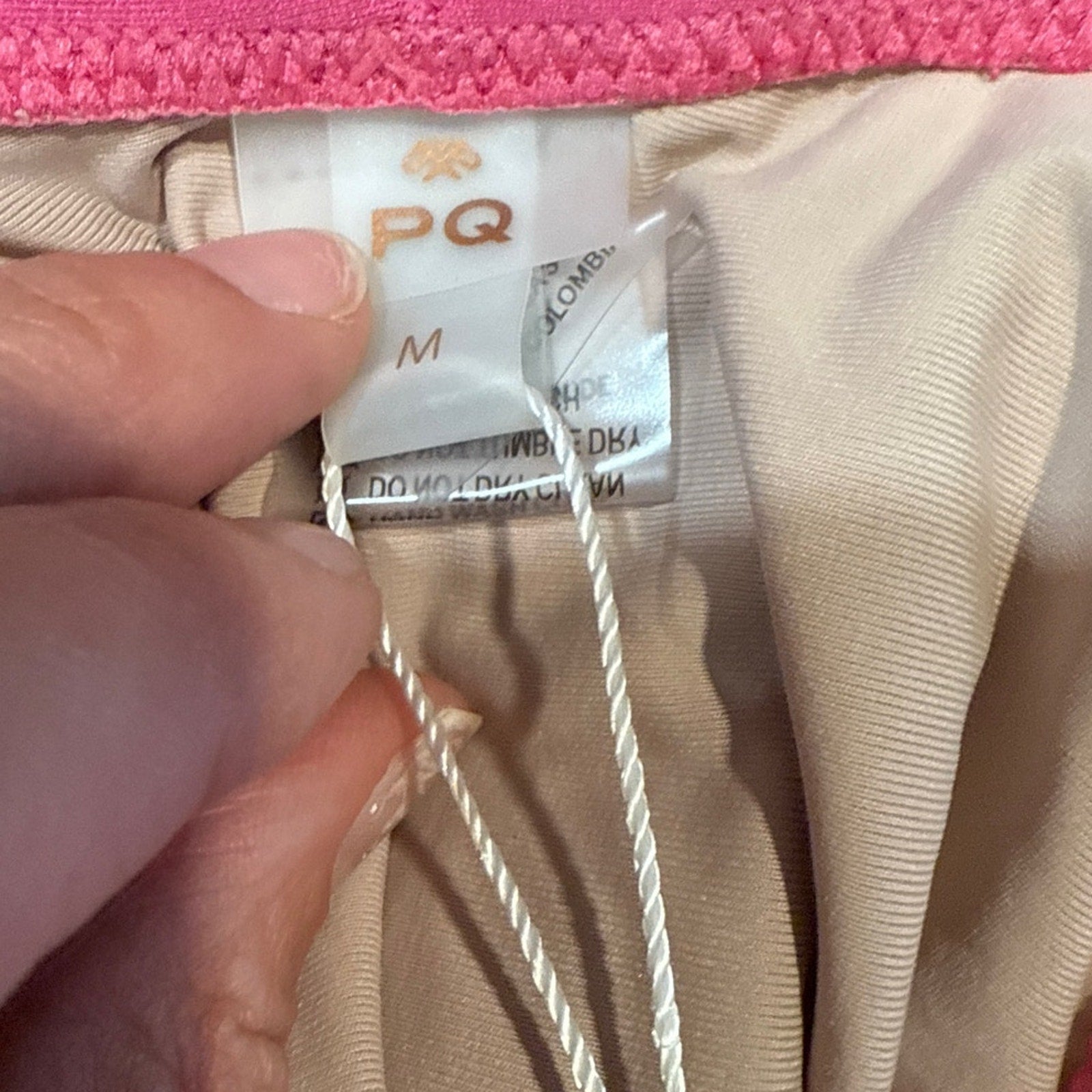 PQ Swim Pink Ruched Side Tie Bikini Bottom Sz M NWT