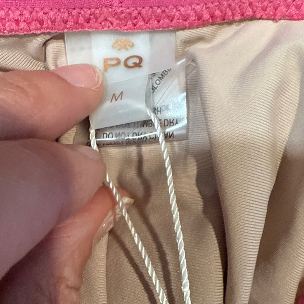 PQ Swim Pink Ruched Side Tie Bikini Bottom Sz M NWT