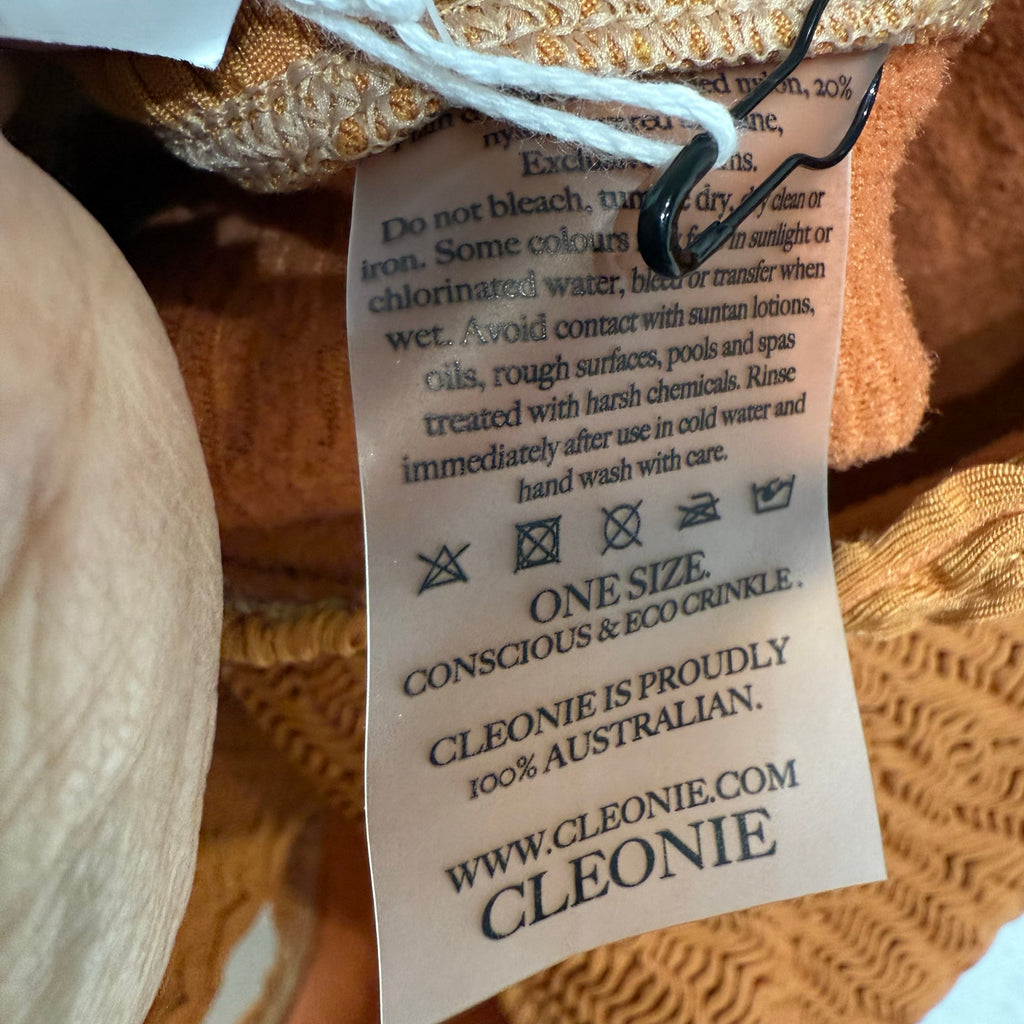Cleonie Espresso Sculpture Mailout Smocked One Piece Swimsuit Sz O/S NWT