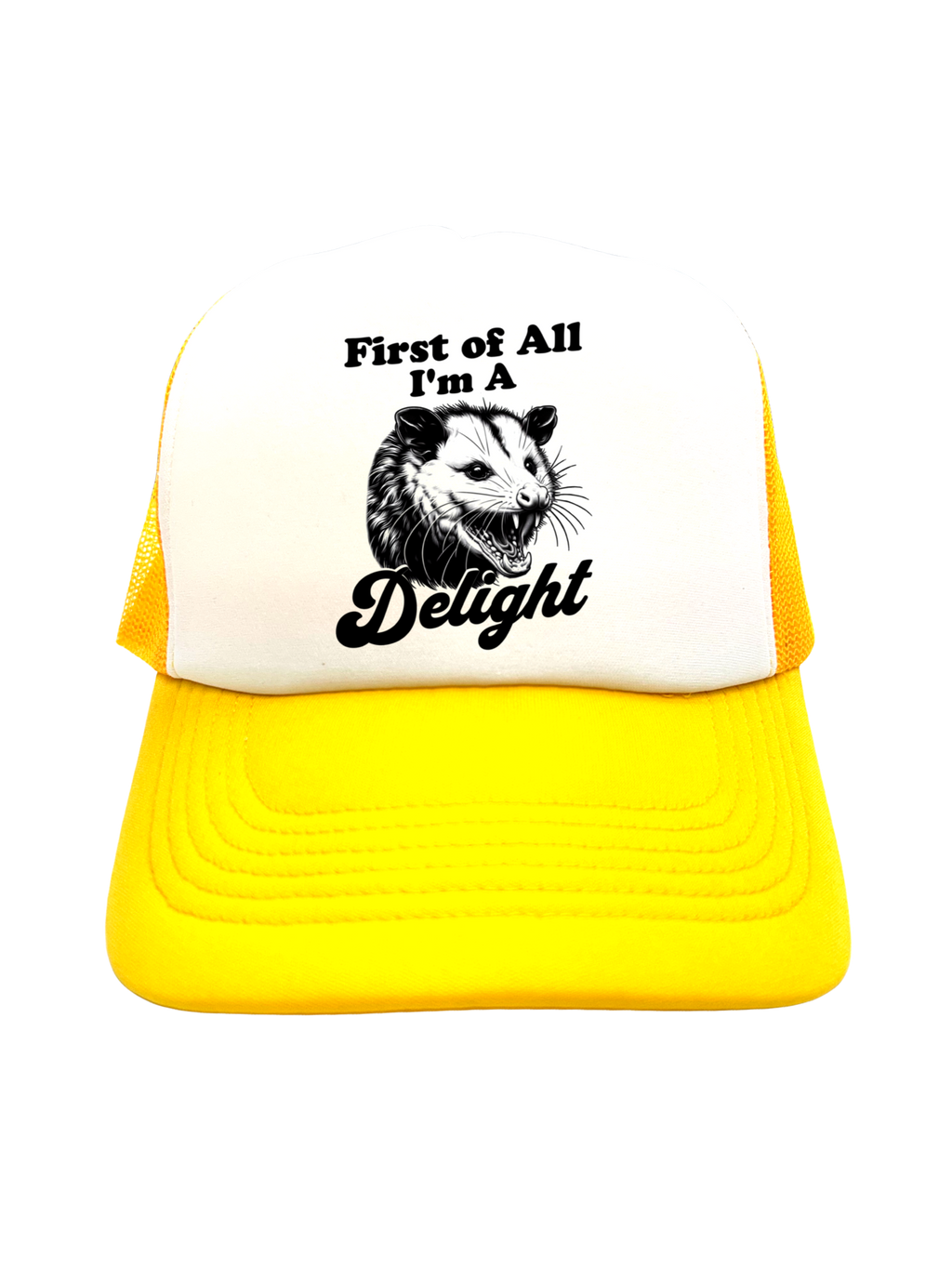 FIRST OF ALL I'M A DELIGHT | VINTAGE STYLE FOAM TRUCKER HAT