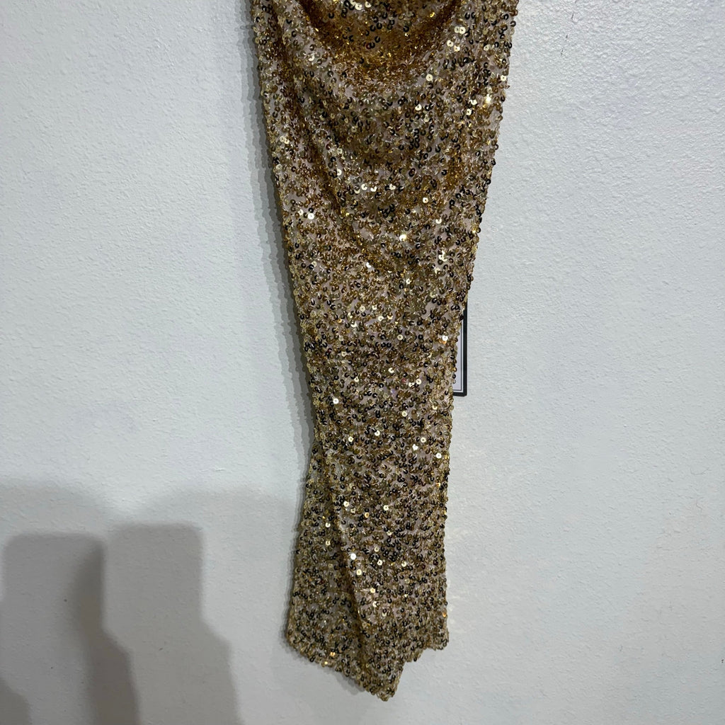 B Darlin Gold Sequin Cowl Neck Mini Dress NWT Sz 11/12