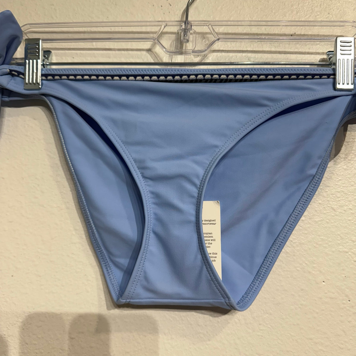 Lemlem Sky Blue Lena Diamond Jacquard String Bikini Bottoms Sz XL NWT