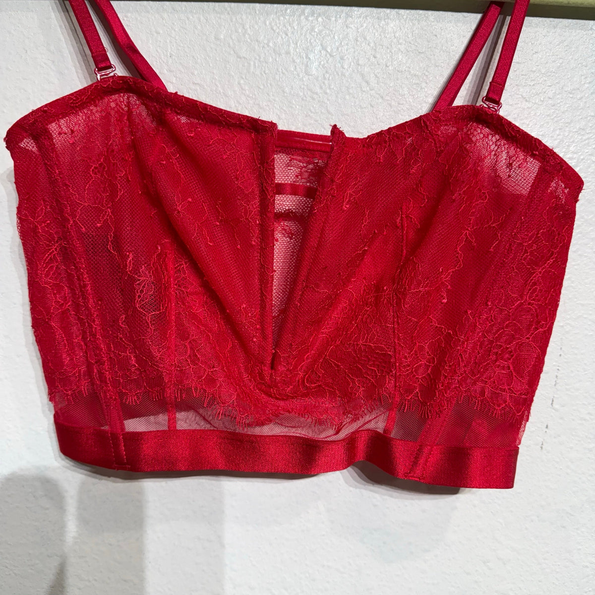 Victoria's Secret Red Very Sexy Deep V Corset Lace Bra Sz M NWT