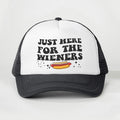 Just Here for the Wieners Black Funny Graphic Mesh Trucker Hat NWOT