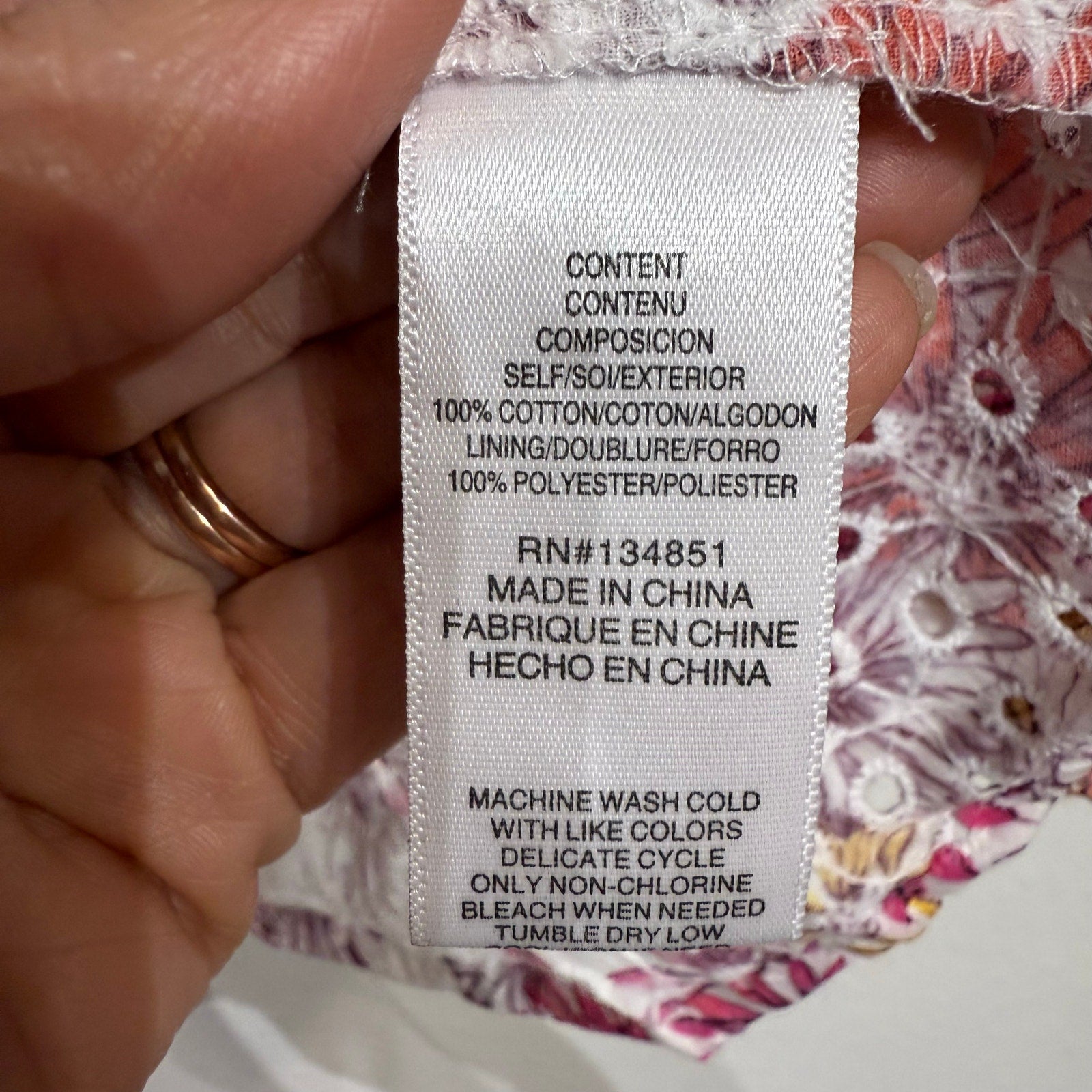 Wayf Maeve Floral Print Eyelet Camisole Sz L NWT