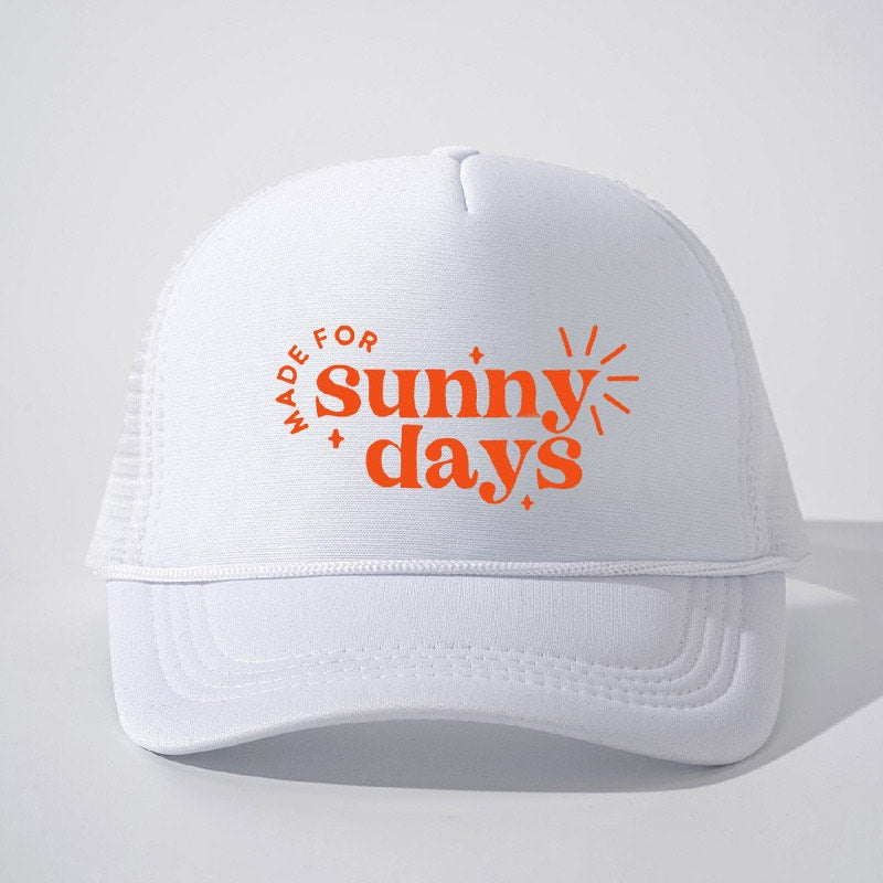 Made for Sunny Days White Retro Summer Snapback Mesh Trucker Hat NWOT