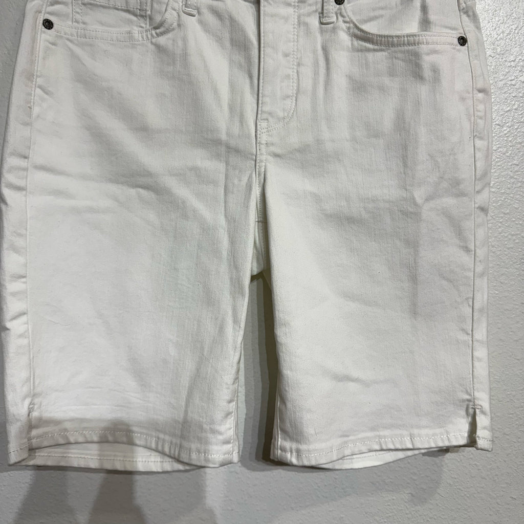 NYDJ Optic White Ella Denim Shorts With Side Slits Sz 2 NWT