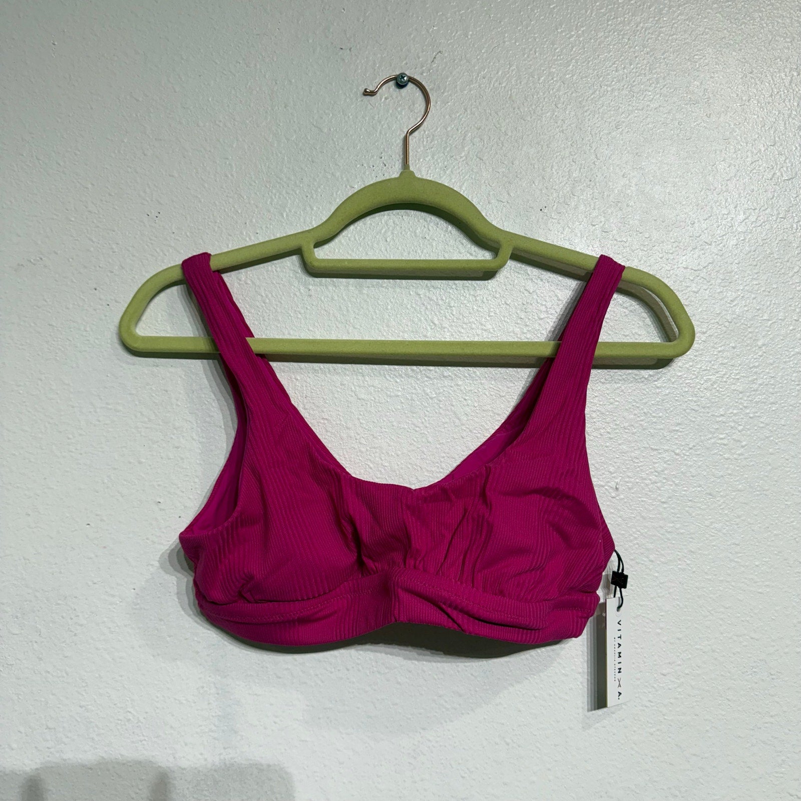 Vitamin A Hot Pink Sienna Tank Bikini Top  Sz 10/L NWT