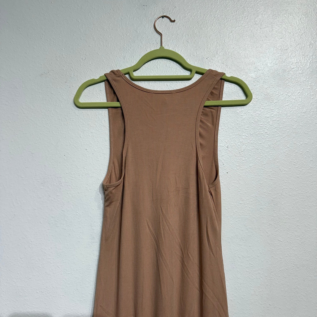 Leyden Almond Ribbed Sleeveless Midi Dress Sz S NWT