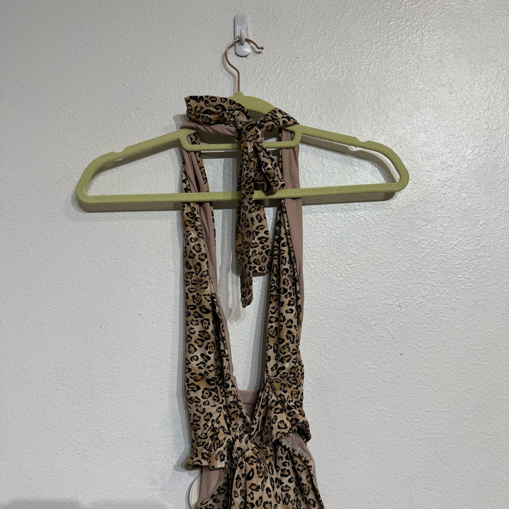 PQ Swim Tan Leopard Alex One Piece Sz M NWT