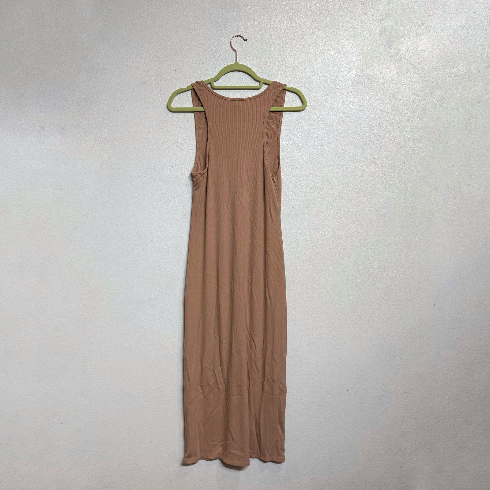 Leyden Almond Ribbed Sleeveless Midi Dress Sz S NWT