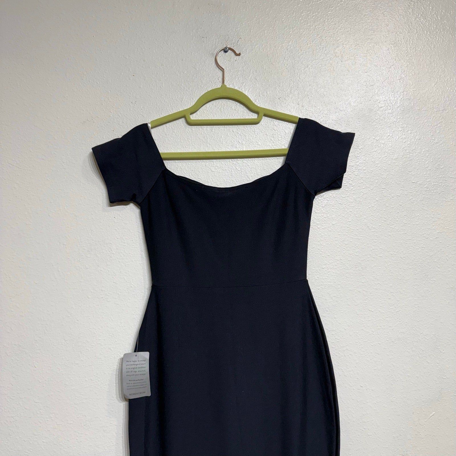 Lulus Midnight Blue How Much I Care Off-the-Shoulder Midi Dress Sz S NWT
