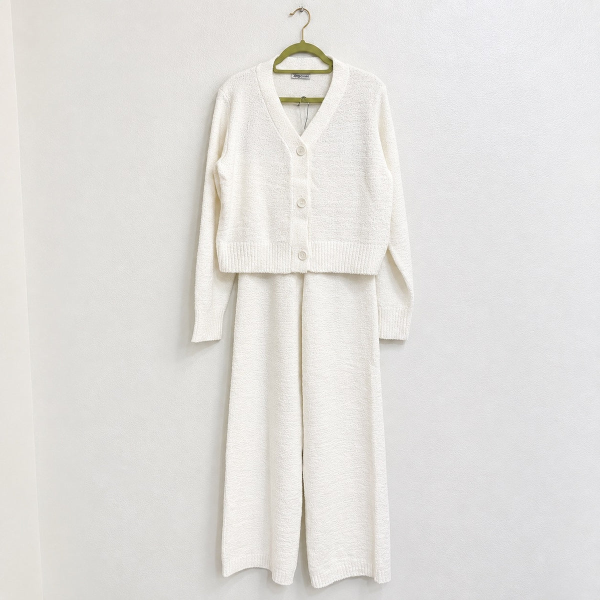 Magnolia Boutique Ivory Sherpa Lounge Set Cardigan Wide Leg Pants Sz L NWT