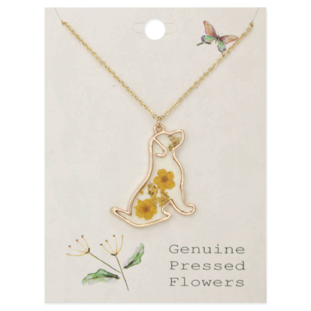 Floral Friend Gold Dog Dried Flower Necklace