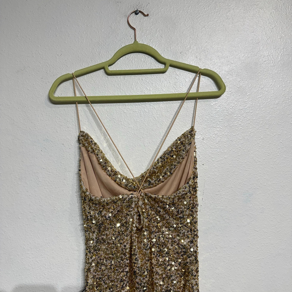 B Darlin Gold Sequin Cowl Neck Mini Dress NWT Sz 11/12