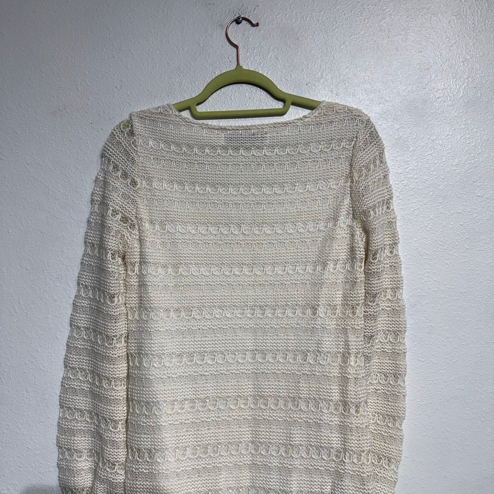 Callahan Ivory Textured Knit Midi Dress Long Sleeve Ruffle Hem Sz S NWT