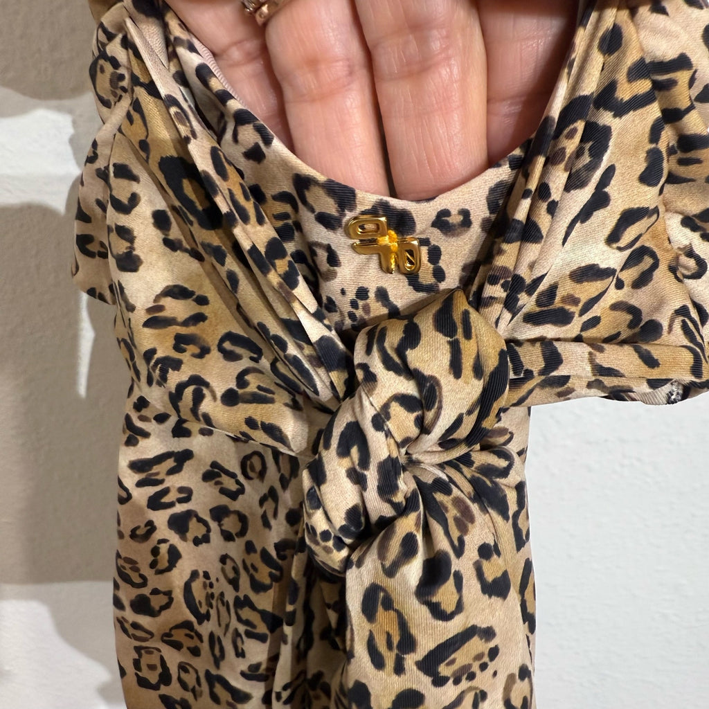 PQ Swim Tan Leopard Alex One Piece Sz S NWT