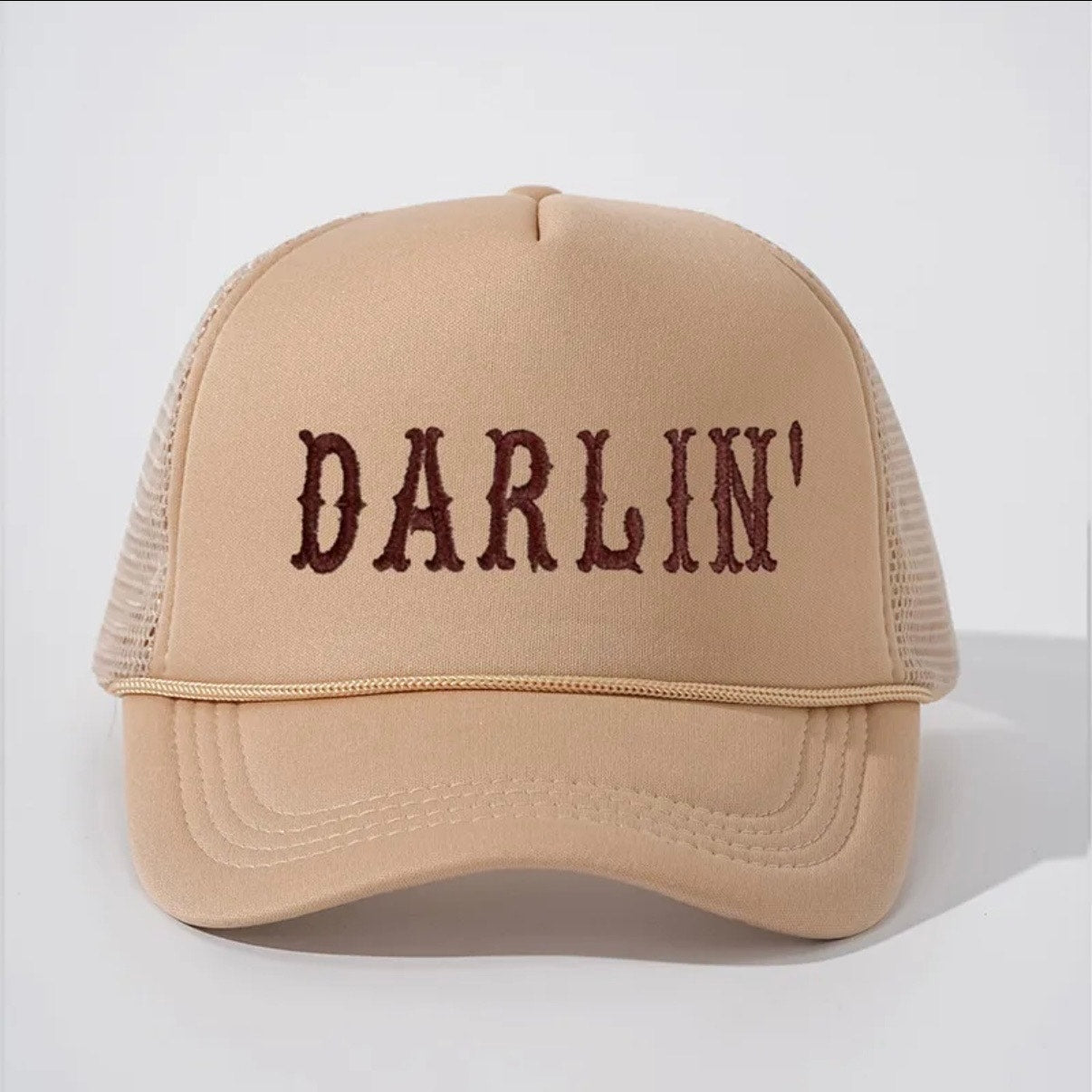 Darlin’ Khaki Western Graphic Adjustable Mesh Trucker Hat NWT