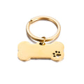 Gold Dog Bone Paw Print Stainless Steel Pet Lover Keychain NWOT
