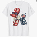 Patriotic Balloon Dog Graphic USA Flag Stars & Stripes Tee Sz XL NWOT