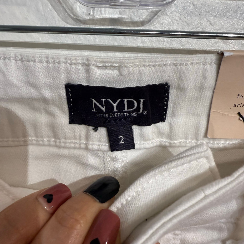 NYDJ Optic White Ella Denim Shorts With Side Slits Sz 2 NWT