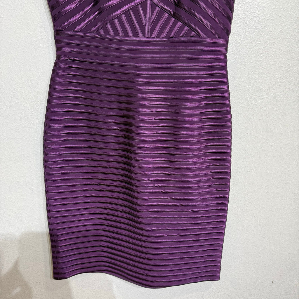 Adrianna Papell Purple Tiered Bandage Mini Bodycon Dress Sz 4 NWT