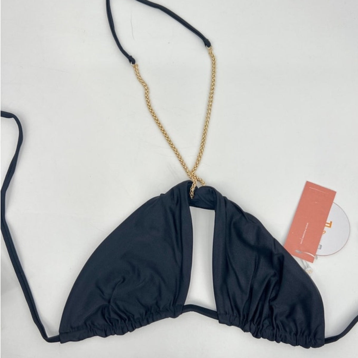 PQ Swim Black Gwen Chain Bikini Top Sz S NWT