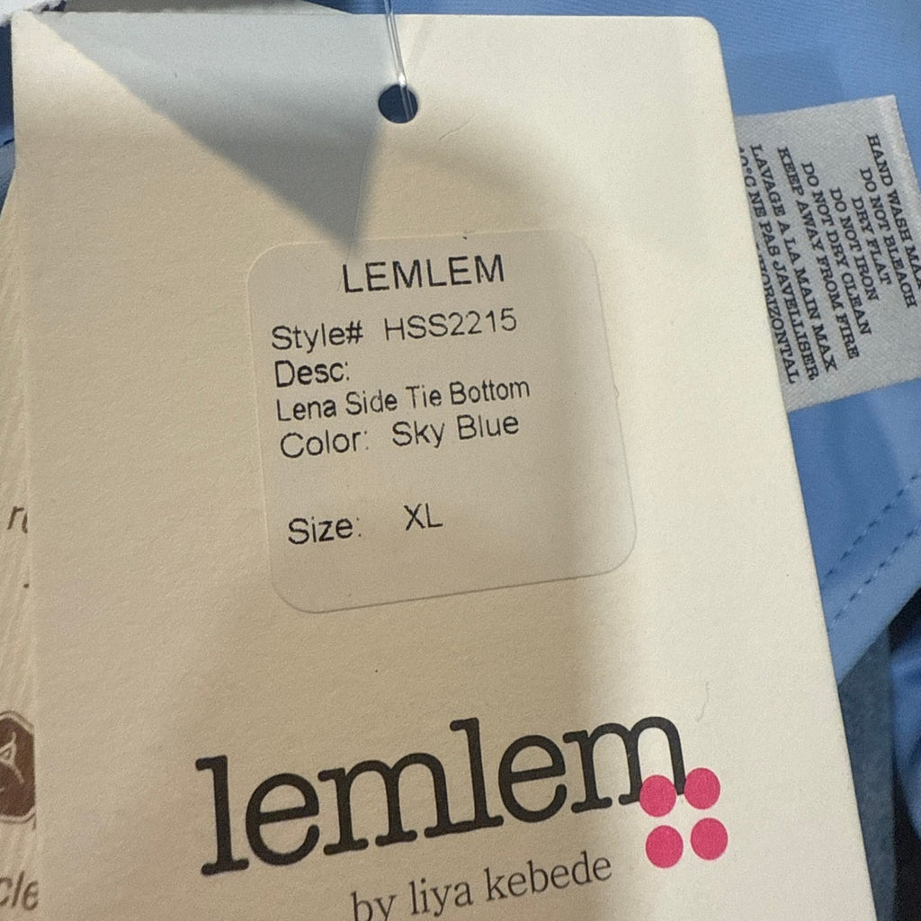 Lemlem Sky Blue Lena Diamond Jacquard String Bikini Bottoms Sz XL NWT