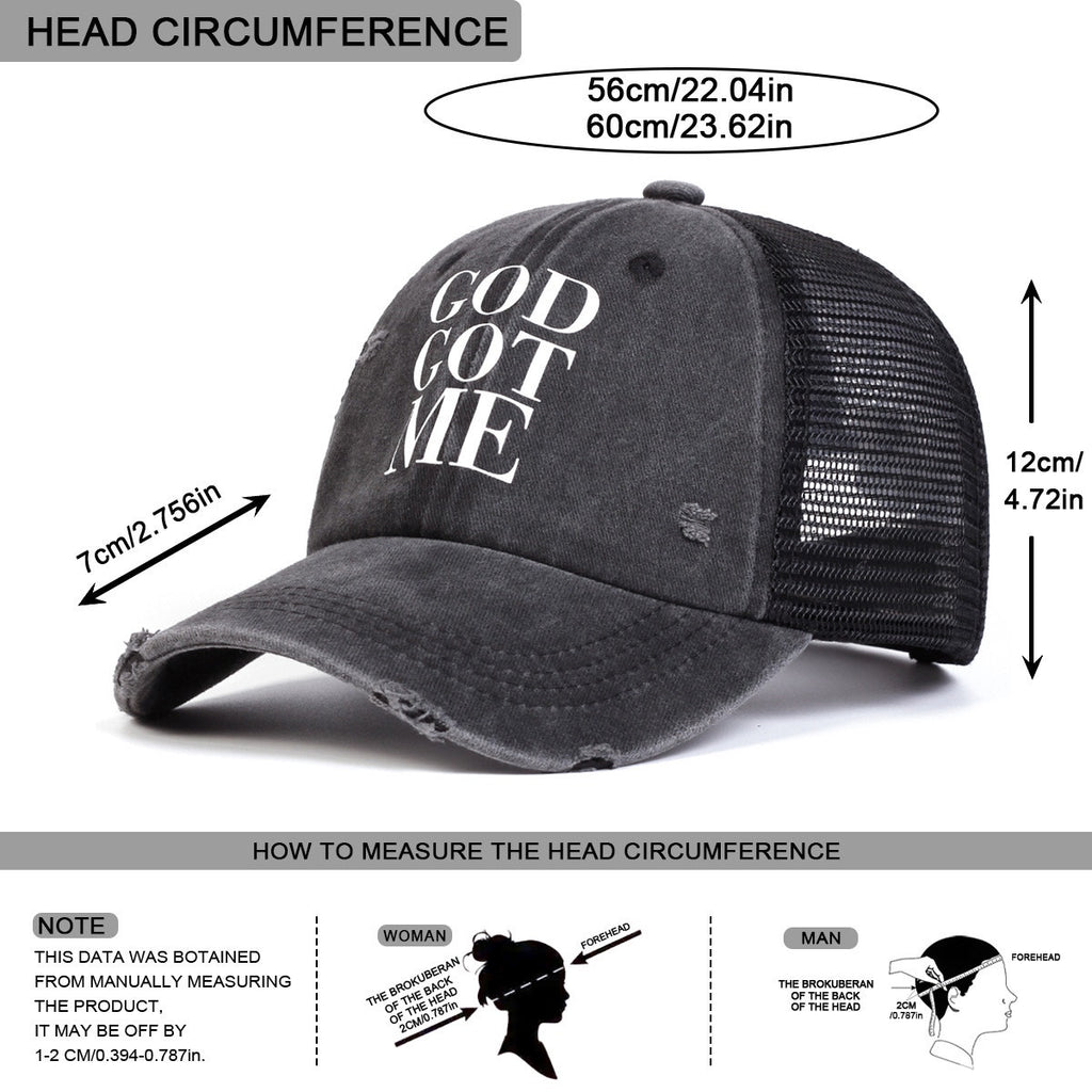 God Got Me Black Distressed Faith Inspired Mesh Adjustable Trucker Hat NWOT