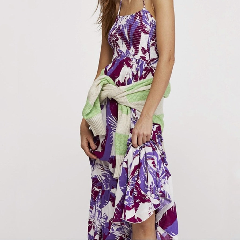 Free People Ivory Combo Heat Wave Maxi Dress Sz M NWT