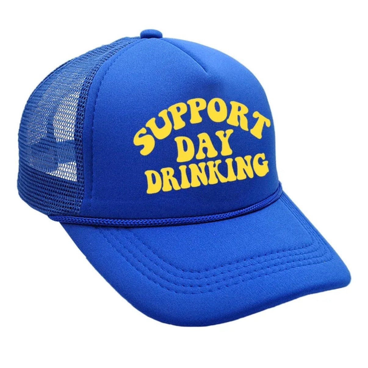 Support Day Drinking Treasure Blue Graphic Trucker Hat Adjustable Snapback NWT
