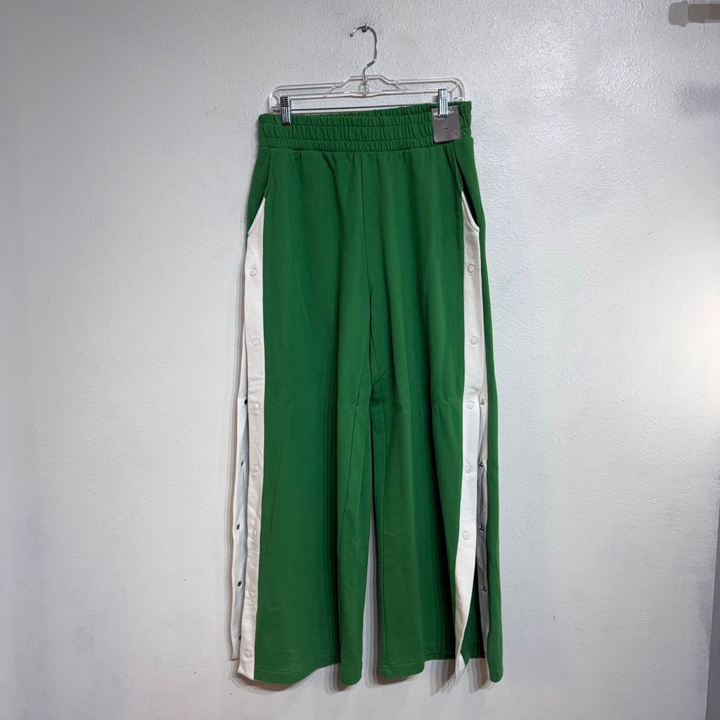 Forever 21 Green Tear Away Wide Leg Track Pants Sz L NWT