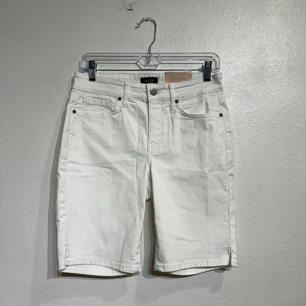 NYDJ Optic White Ella Denim Shorts With Side Slits Sz 2 NWT