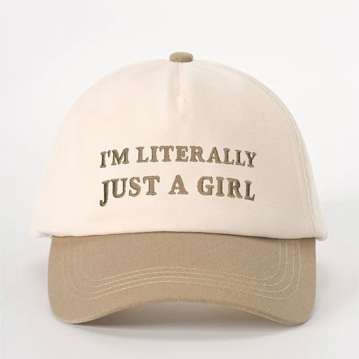 I’m Literally Just A Girl Beige Cream Adjustable Hat NWT